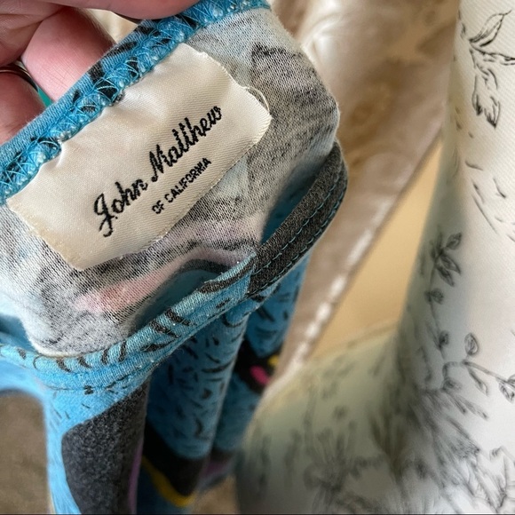 Vintage 90s Y2K John Matthew Retro Print short sleeve top USA made Small - Picture 3 of 3